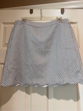 White and black polka dot textured skirt from Loft